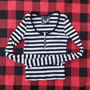 Killstar striped "Izora" ribbed crop top